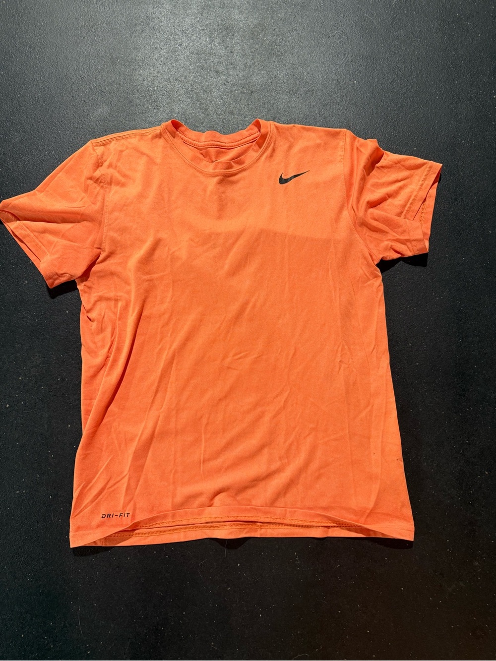 Nike Men's Short Sleeve Crew Tee in Bright Orange with Black Swoosh